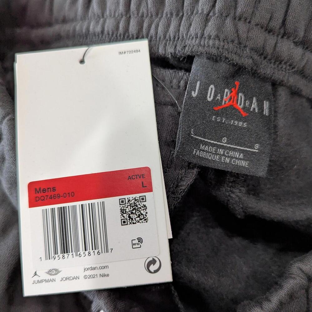 Nike Jordan Flight Fleece Sweatpants Black Sail Men’s L NWT DQ7469-010 Joggers - Picture 5 of 7